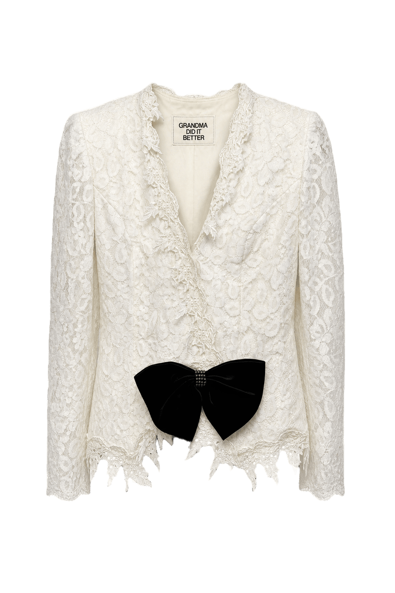 1990s Cream Lace Blouse - Front View