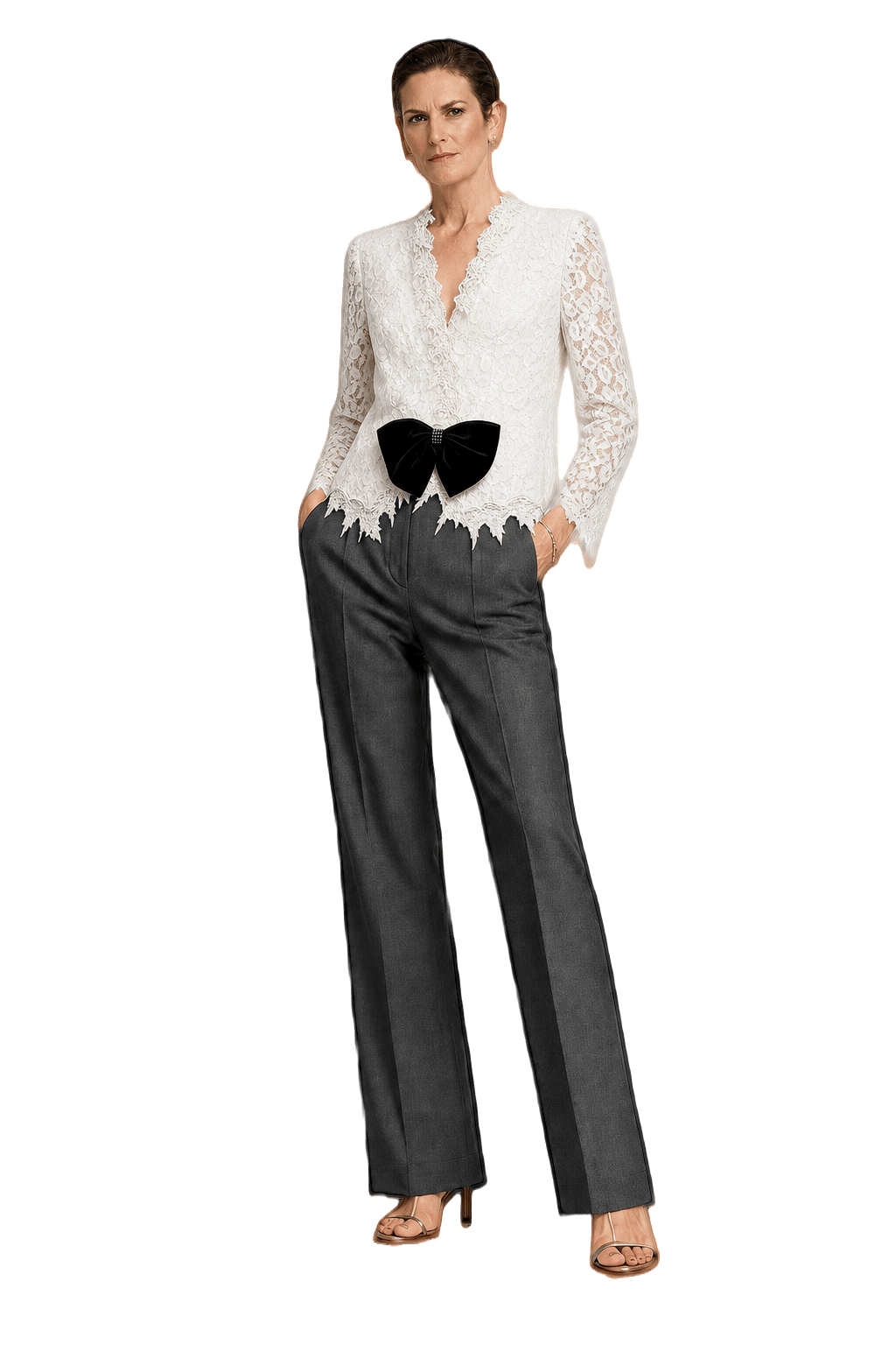 1990s Cream Lace Blouse - Model