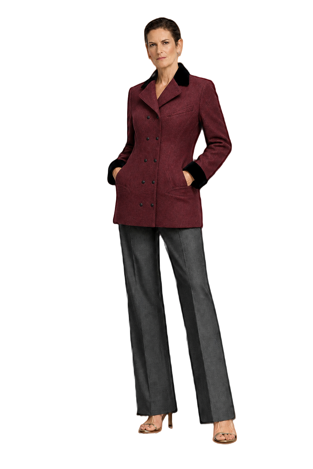 1990s Deep Burgundy Wool Jacket - Model