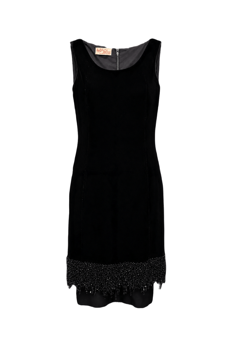 1990s Black Velvet Dress - Front View