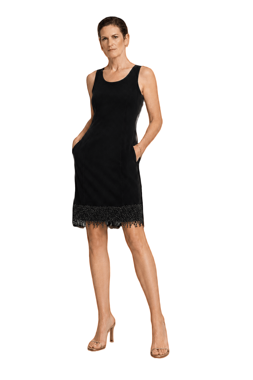 1990s Black Velvet Dress - Model