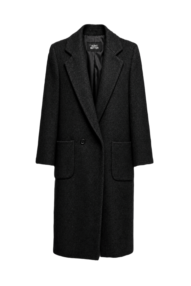 1980s Charcoal Gray Wool Coat - Front View