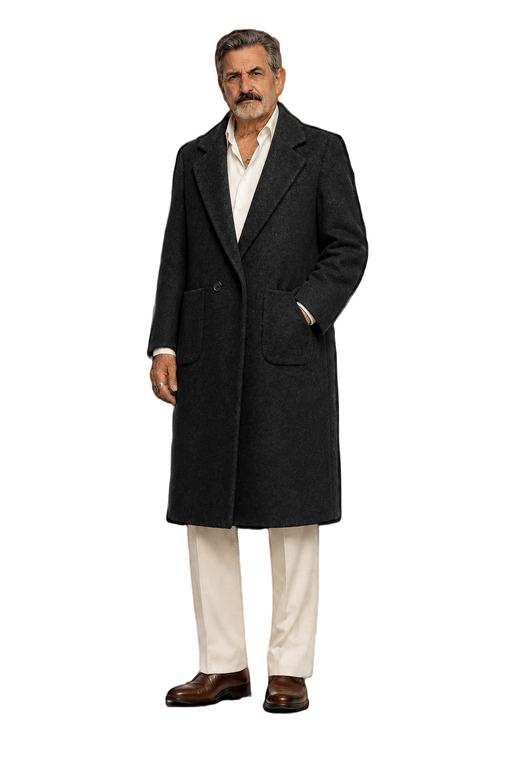 1980s Charcoal Gray Wool Coat - Model