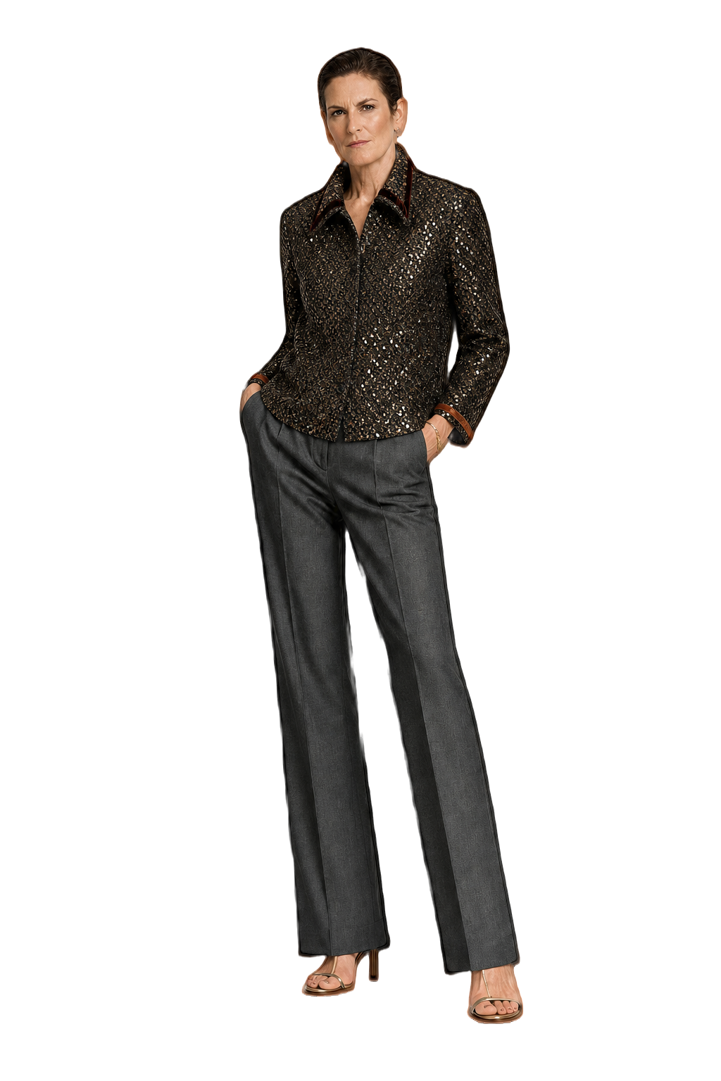 2000s Black Sequins Jacket - Model