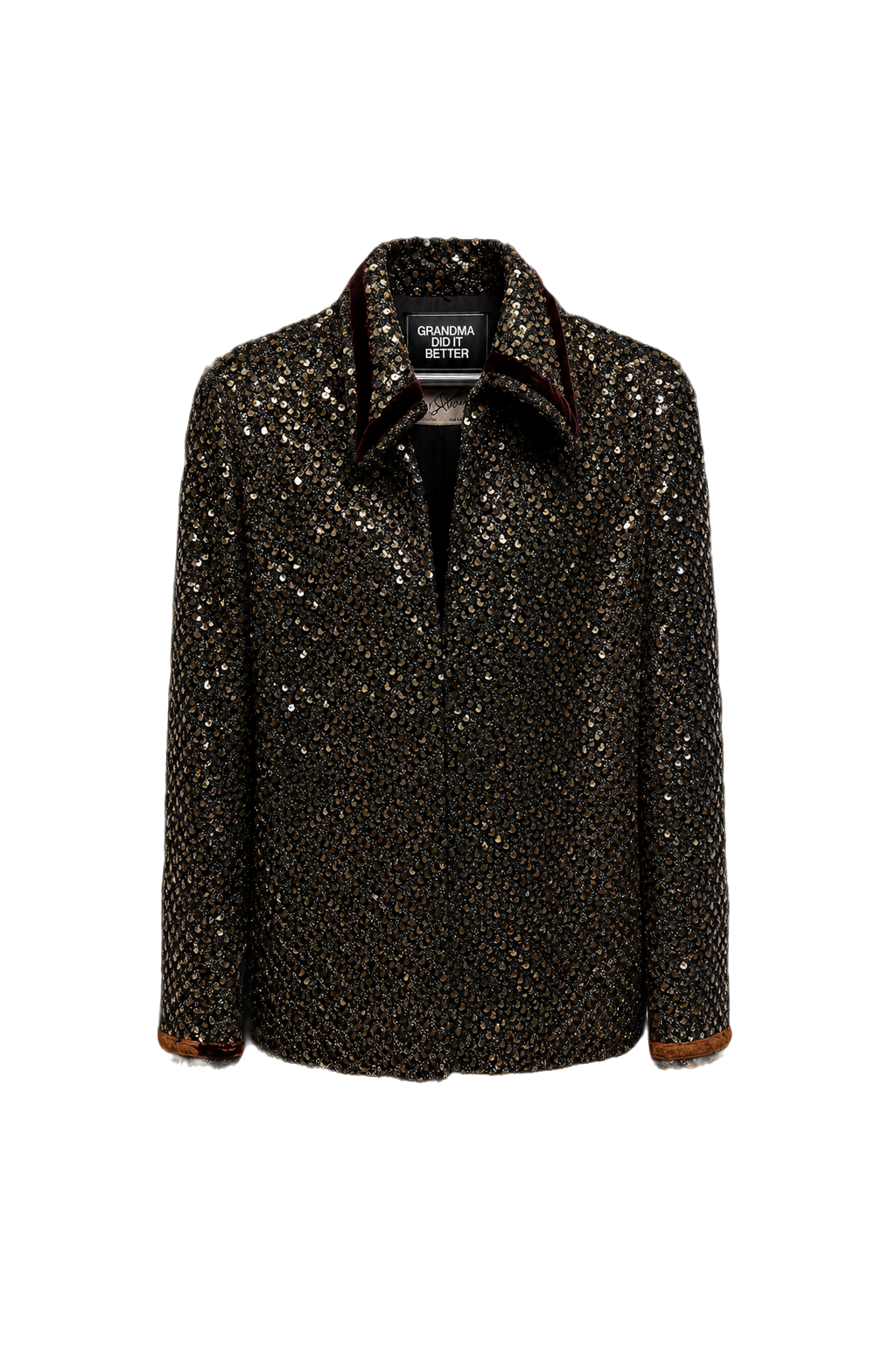 2000s Black Sequins Jacket - Front View