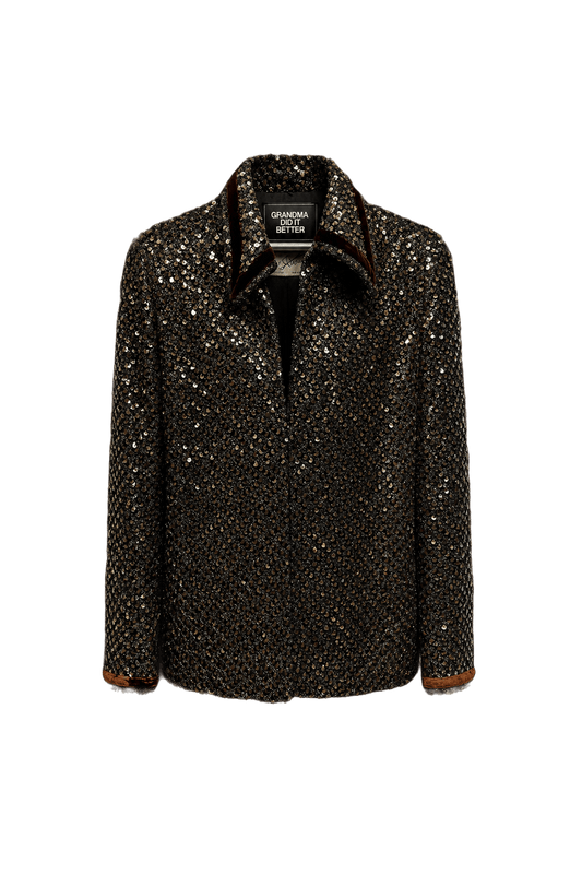 2000s Black Sequins Jacket - Front View