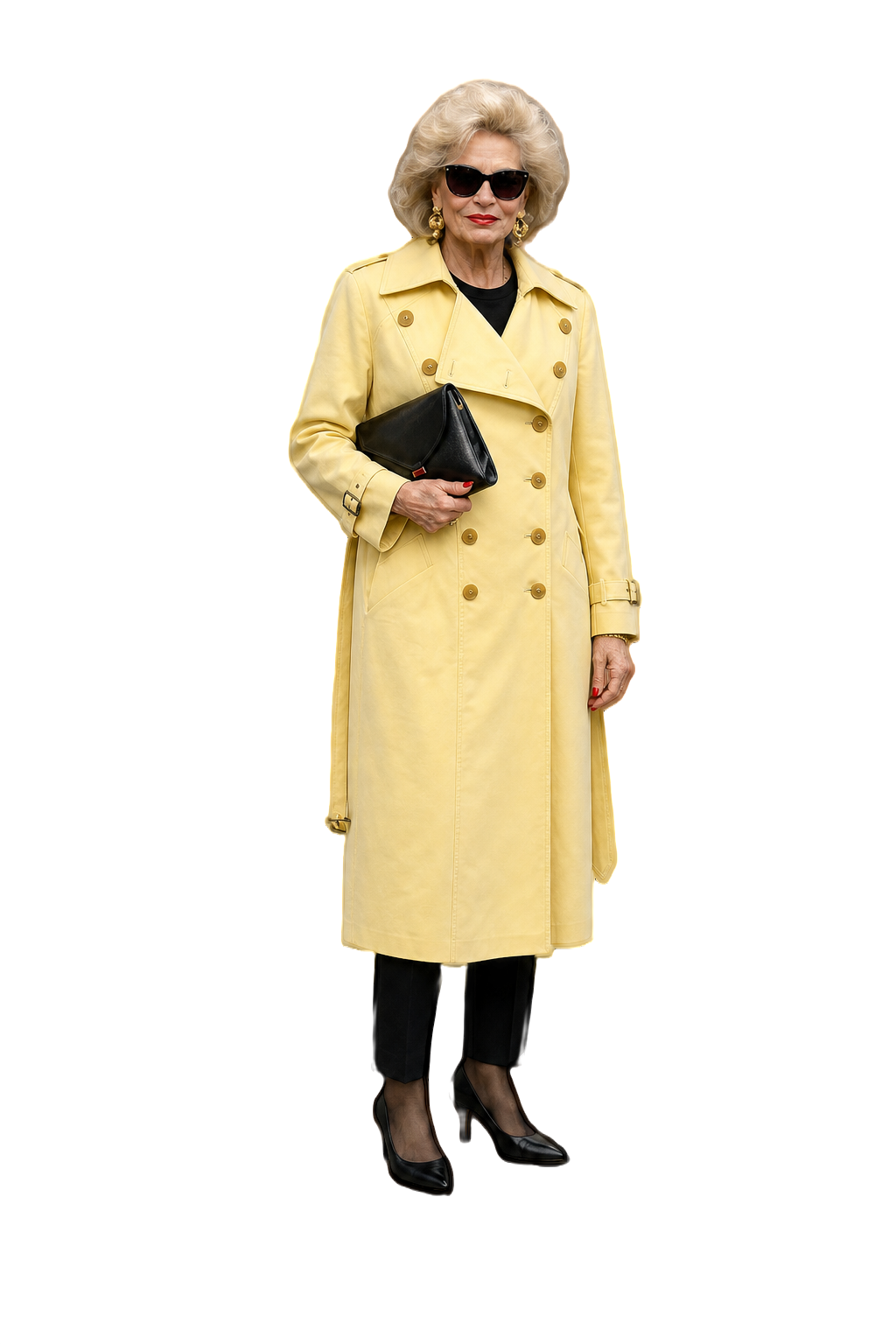 1980s Light Yellow Cotton Trench Coat - Model