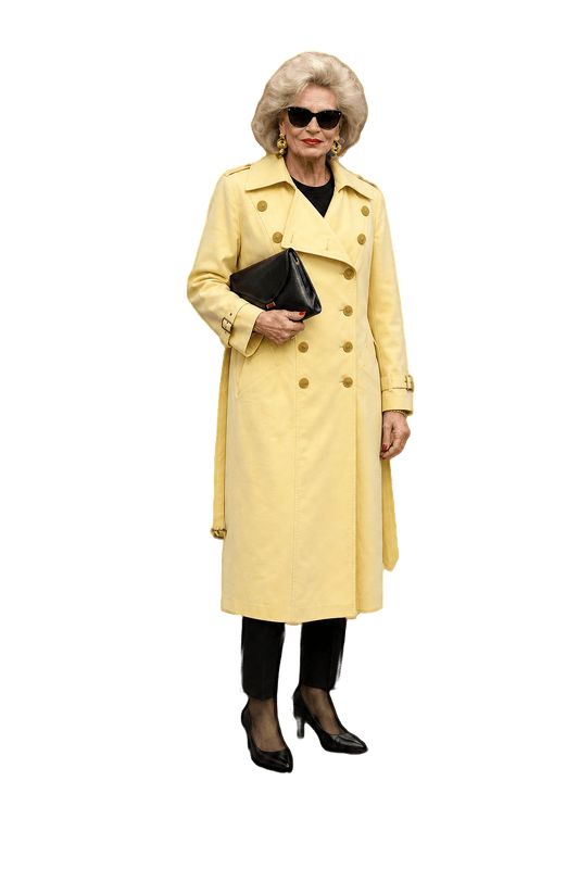 1980s Light Yellow Cotton Trench Coat - Model