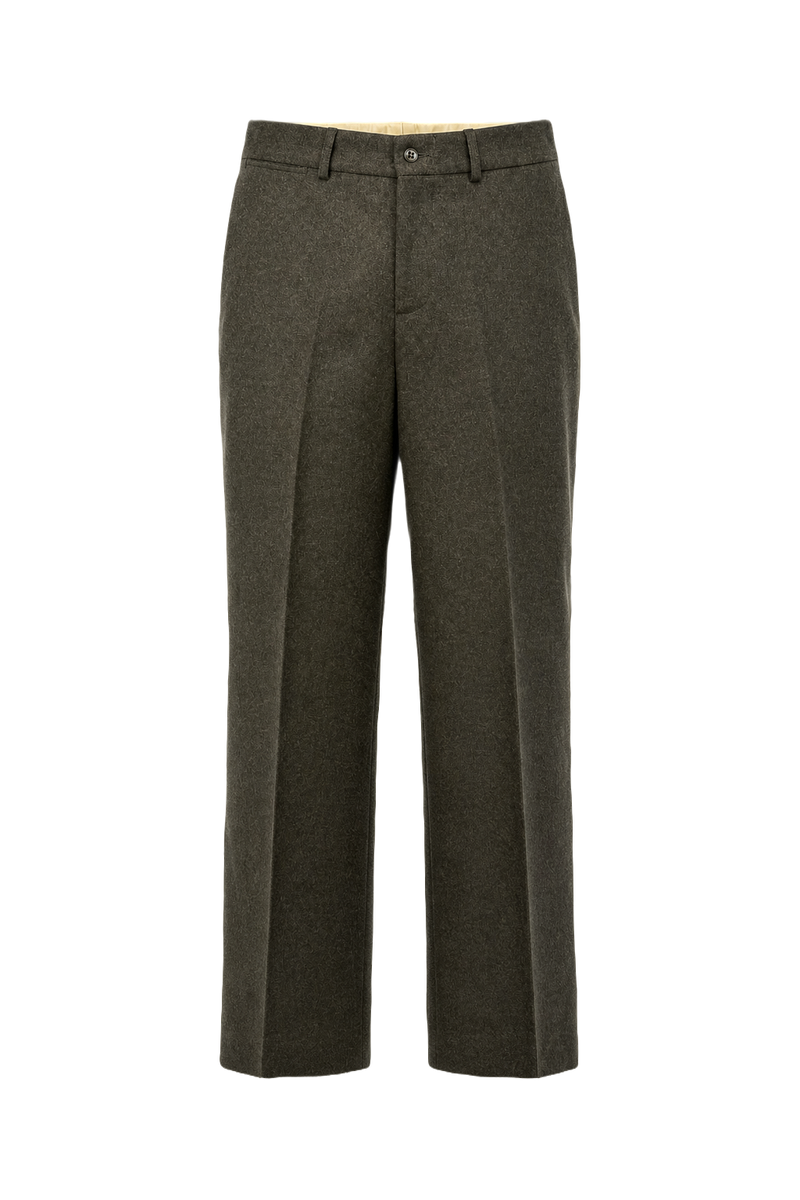 1940s Olive Green Wool Trousers - Front View