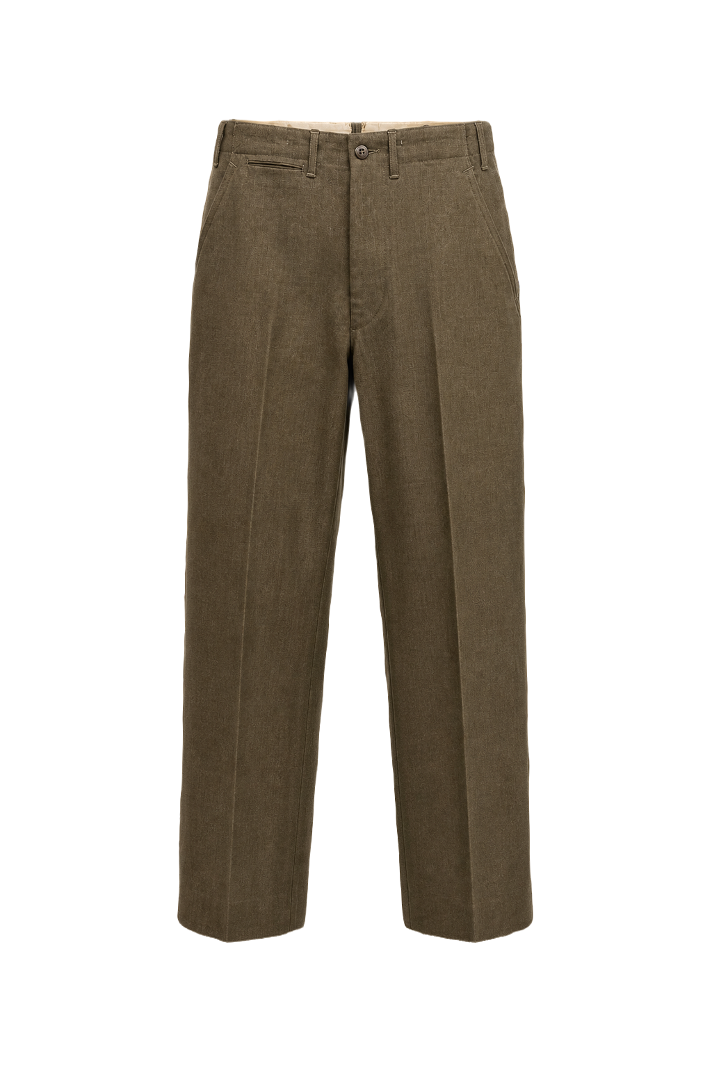 1940s Olive Wool Trousers - Front View