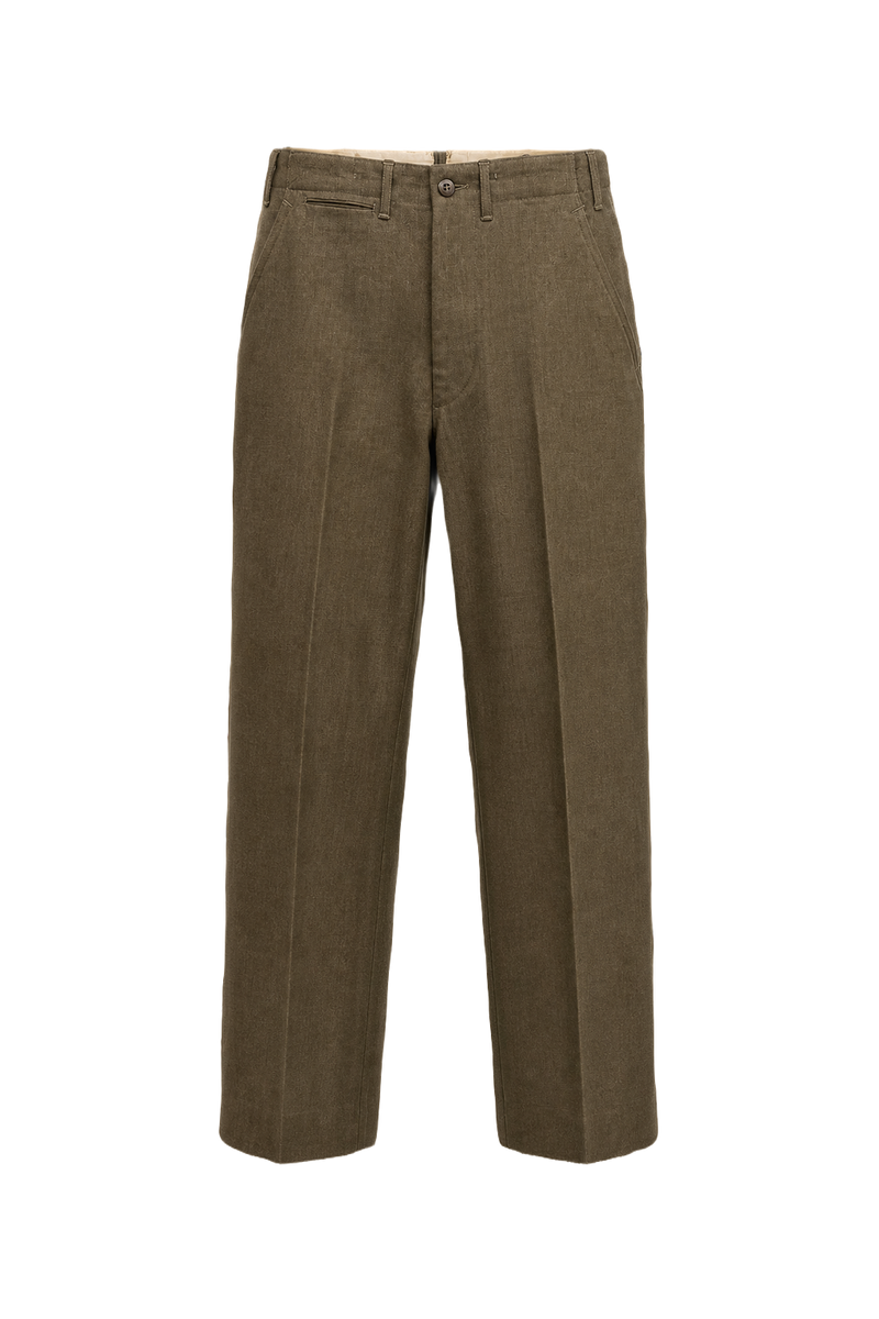 1940s Olive Wool Trousers - Front View