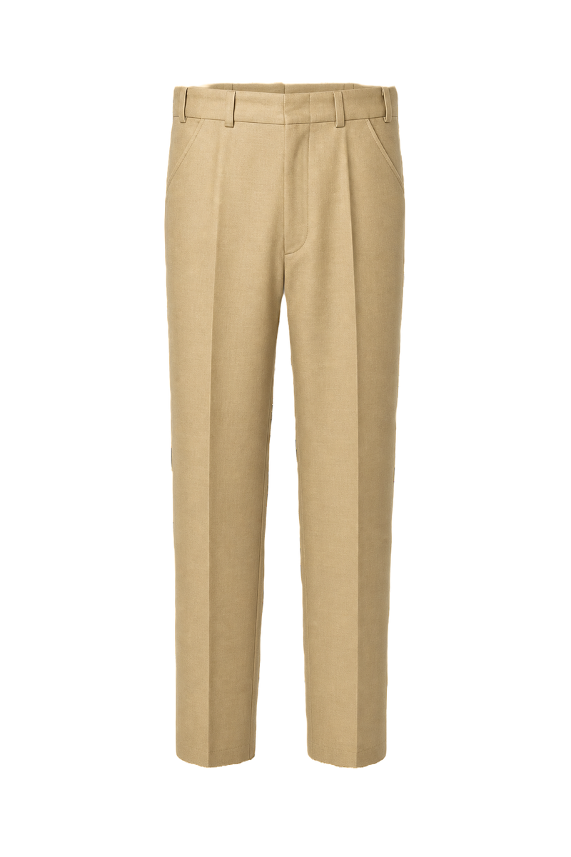 1980s Beige Wool Trousers - Front View
