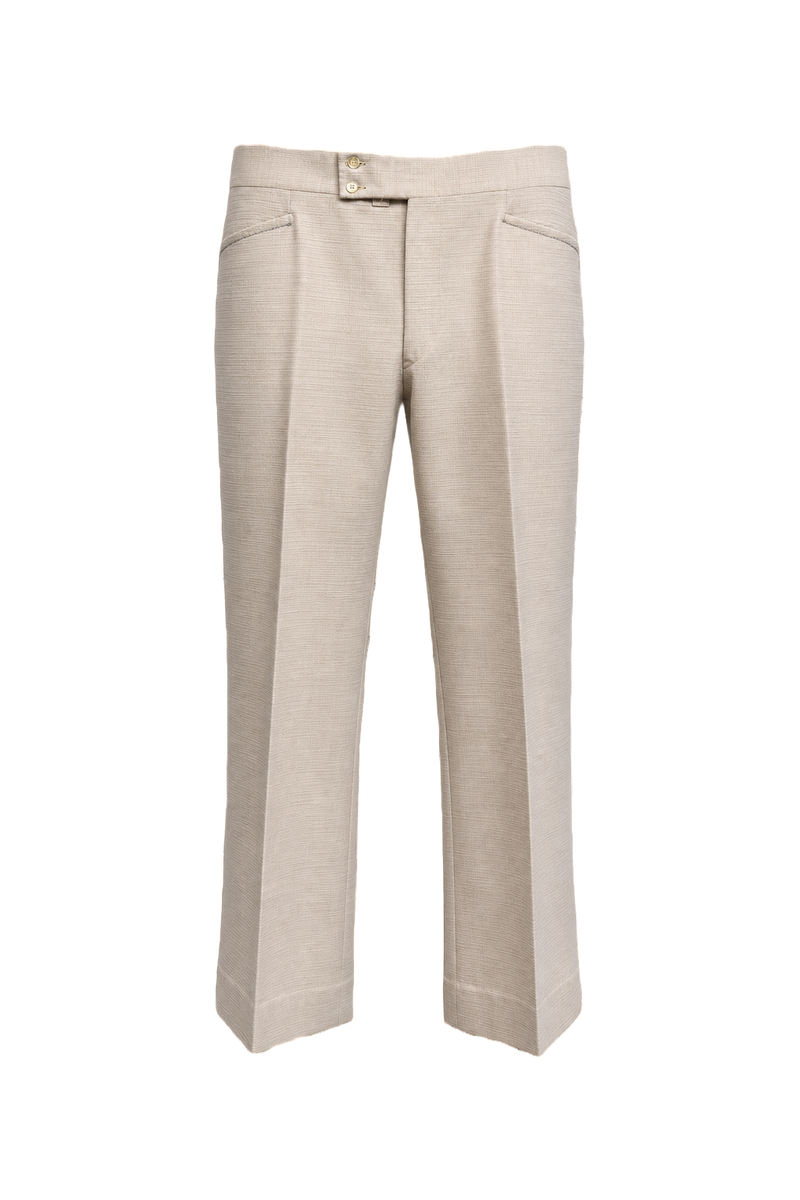 [1940s] Beige Wool Blend Trousers - Front View