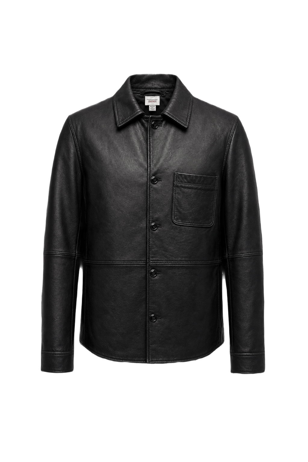 1990s Black Leather Jacket - Front View