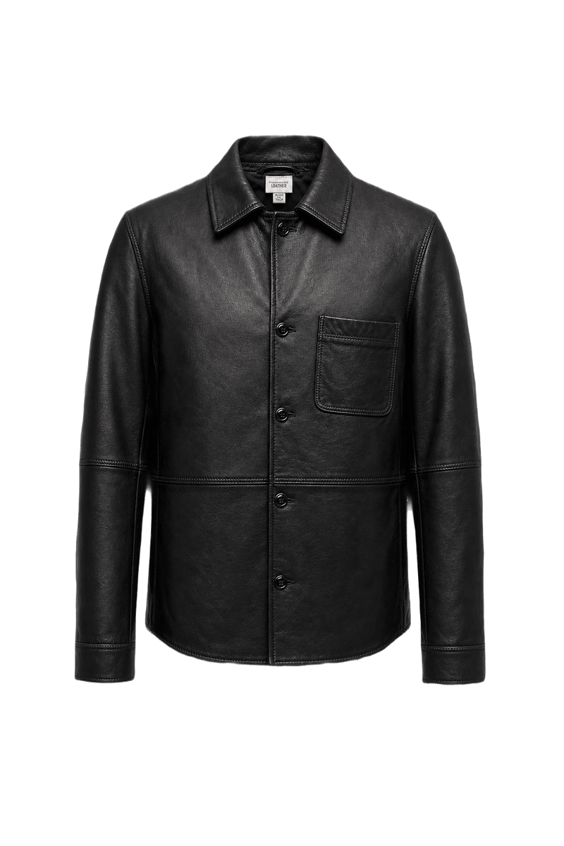 1990s Black Leather Jacket - Front View