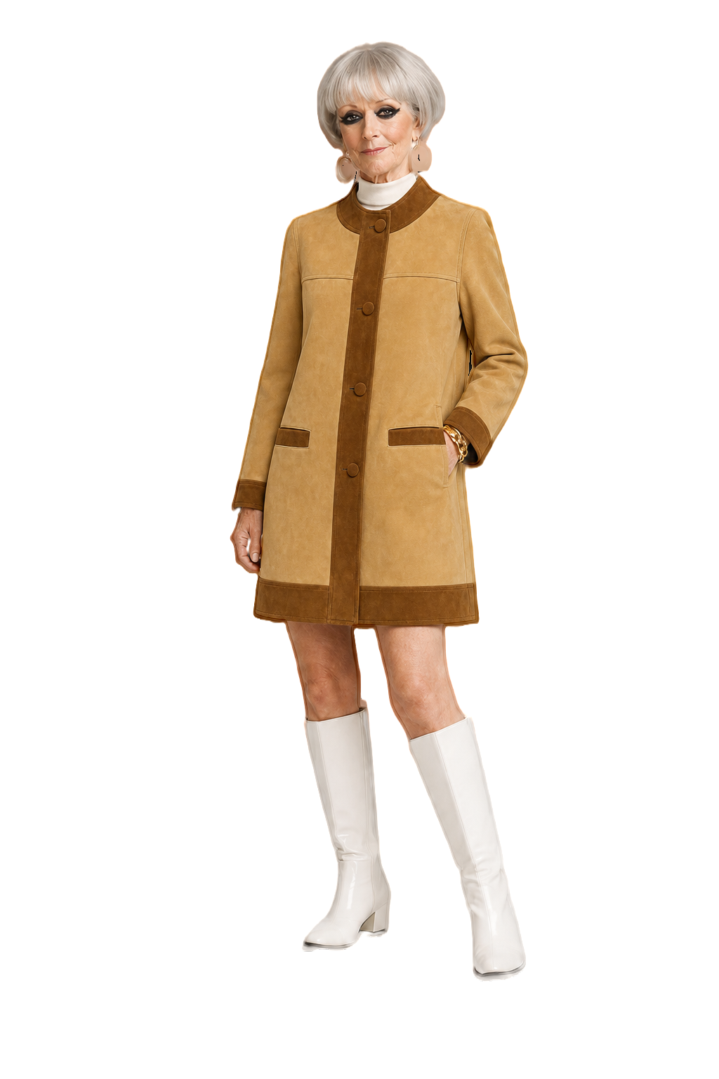 1960s Beige Cotton Jacket - Model