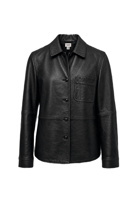 1990s Black Leather Jacket - Front View