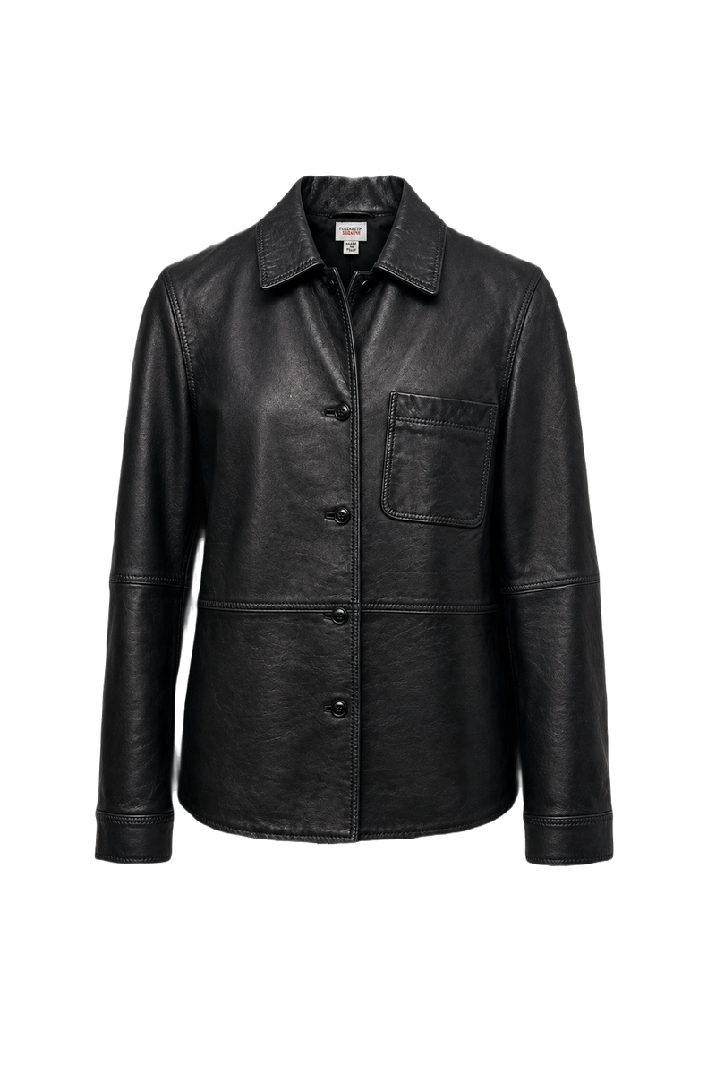 1990s Black Leather Jacket - Front View