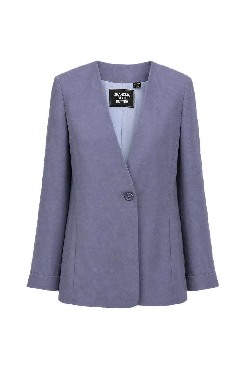 1980s Lavender Polyester Blazer - Front View