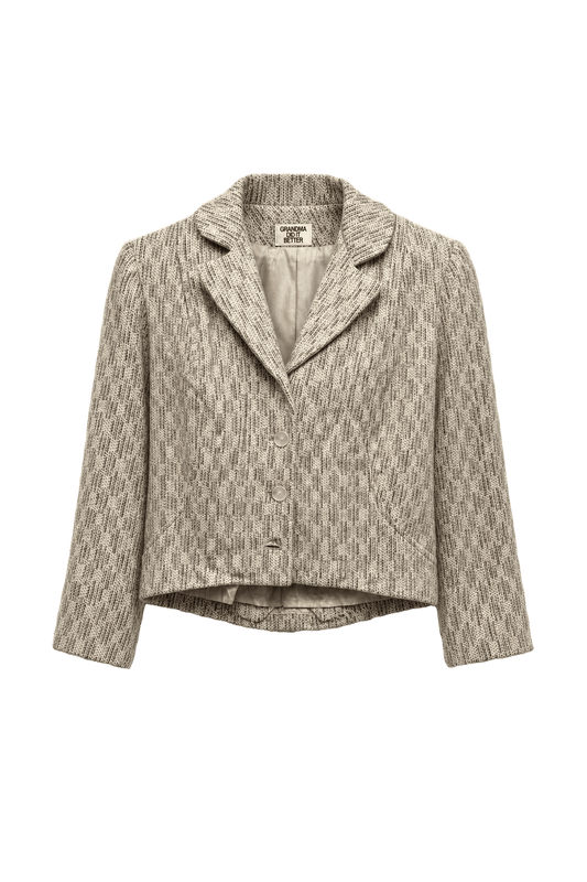 1960s Cream Wool Blend Blazer - Front View