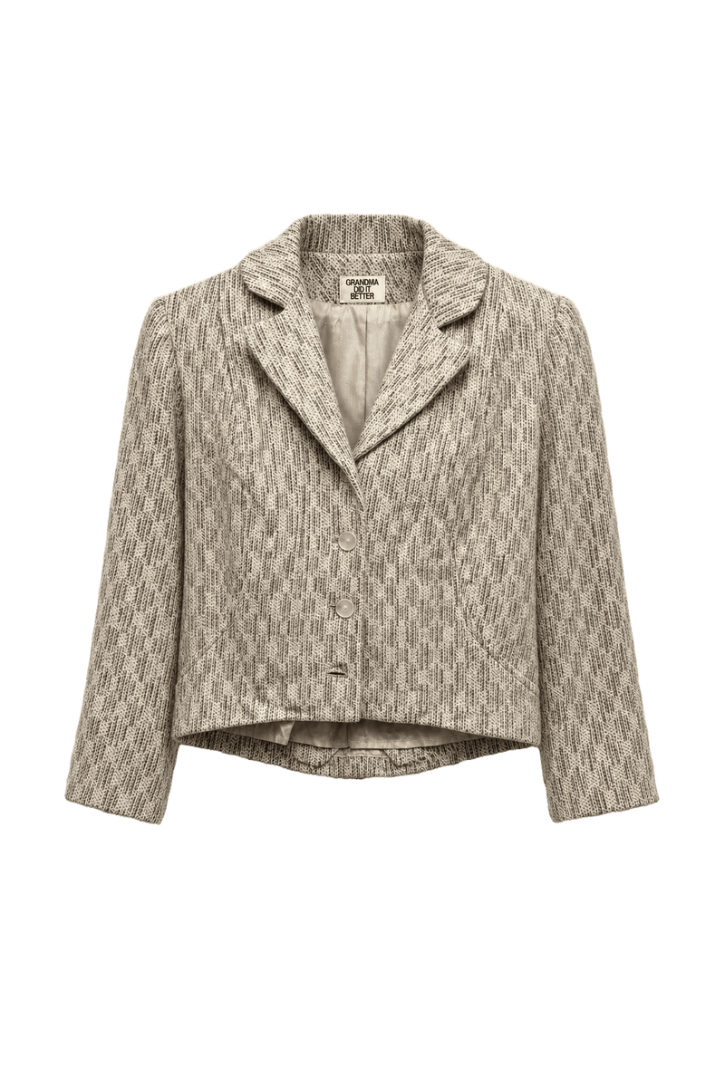1960s Cream Wool Blend Blazer - Front View