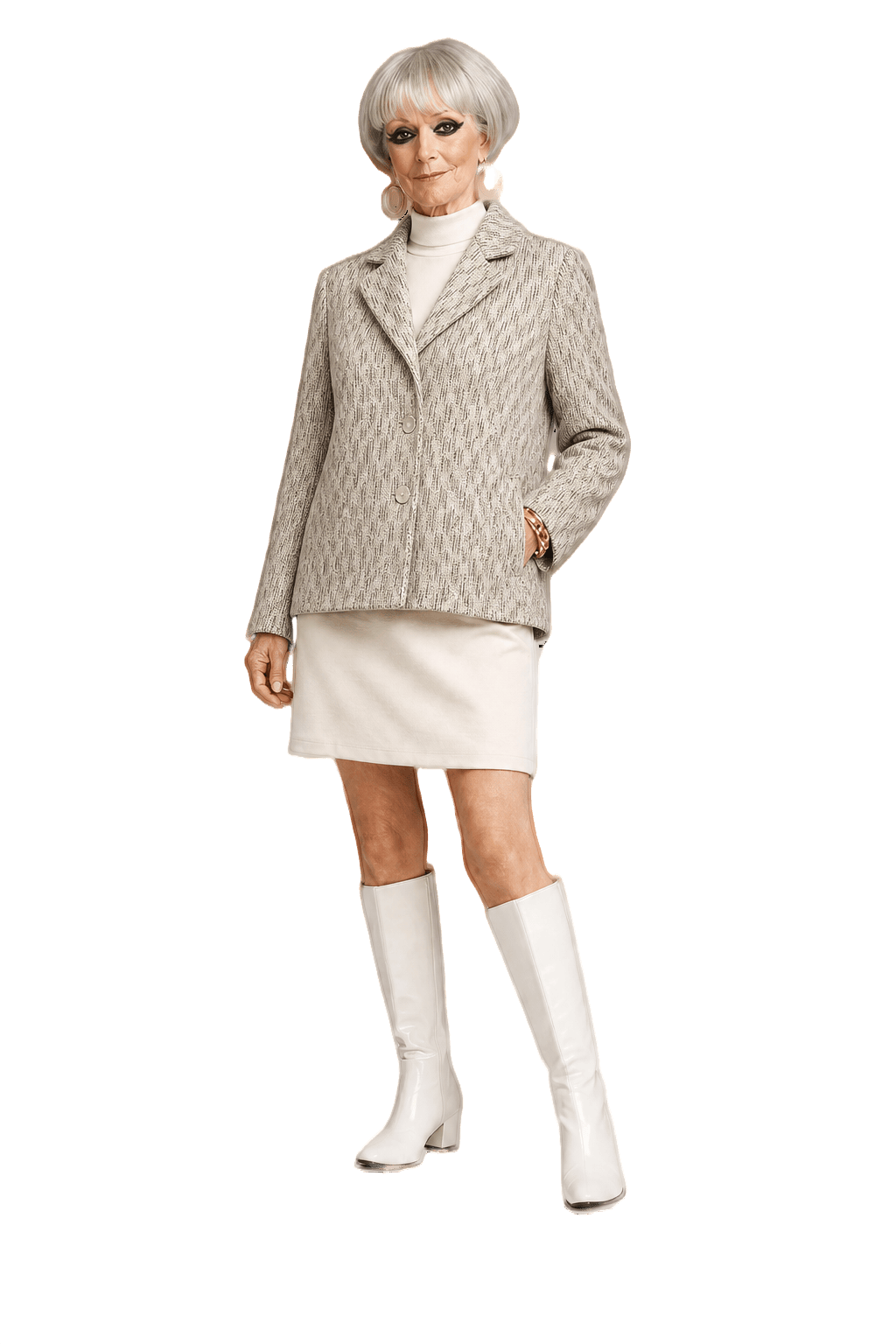1960s Cream Wool Blend Blazer - Model