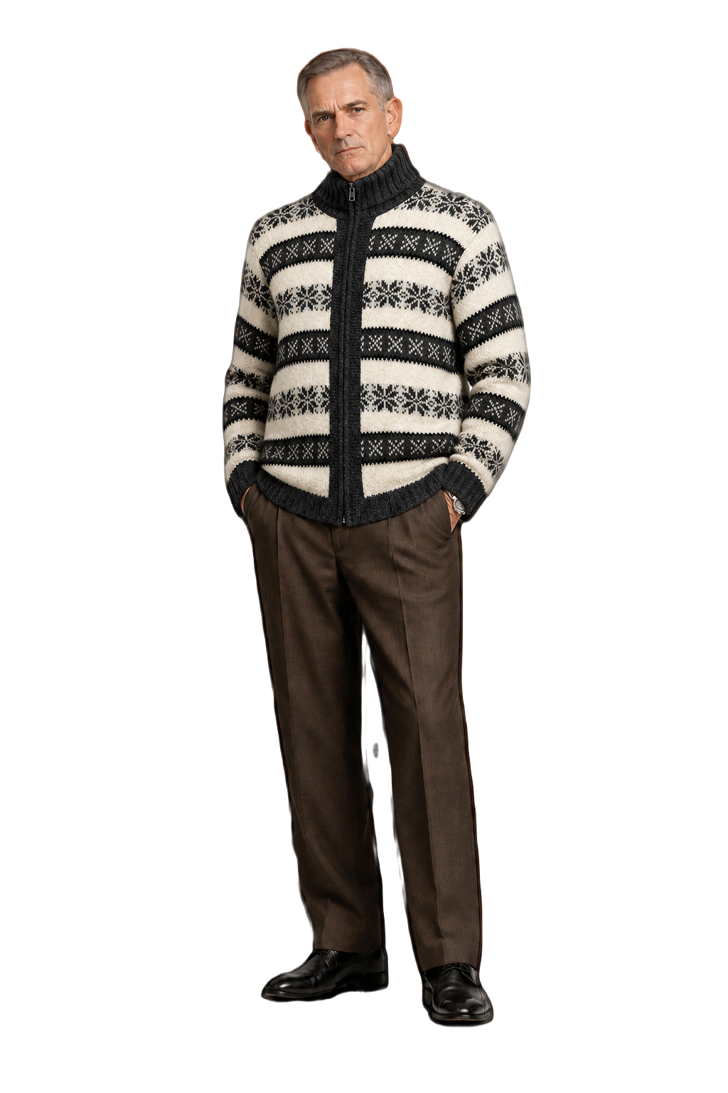 1990s Cream Wool Sweater - Model