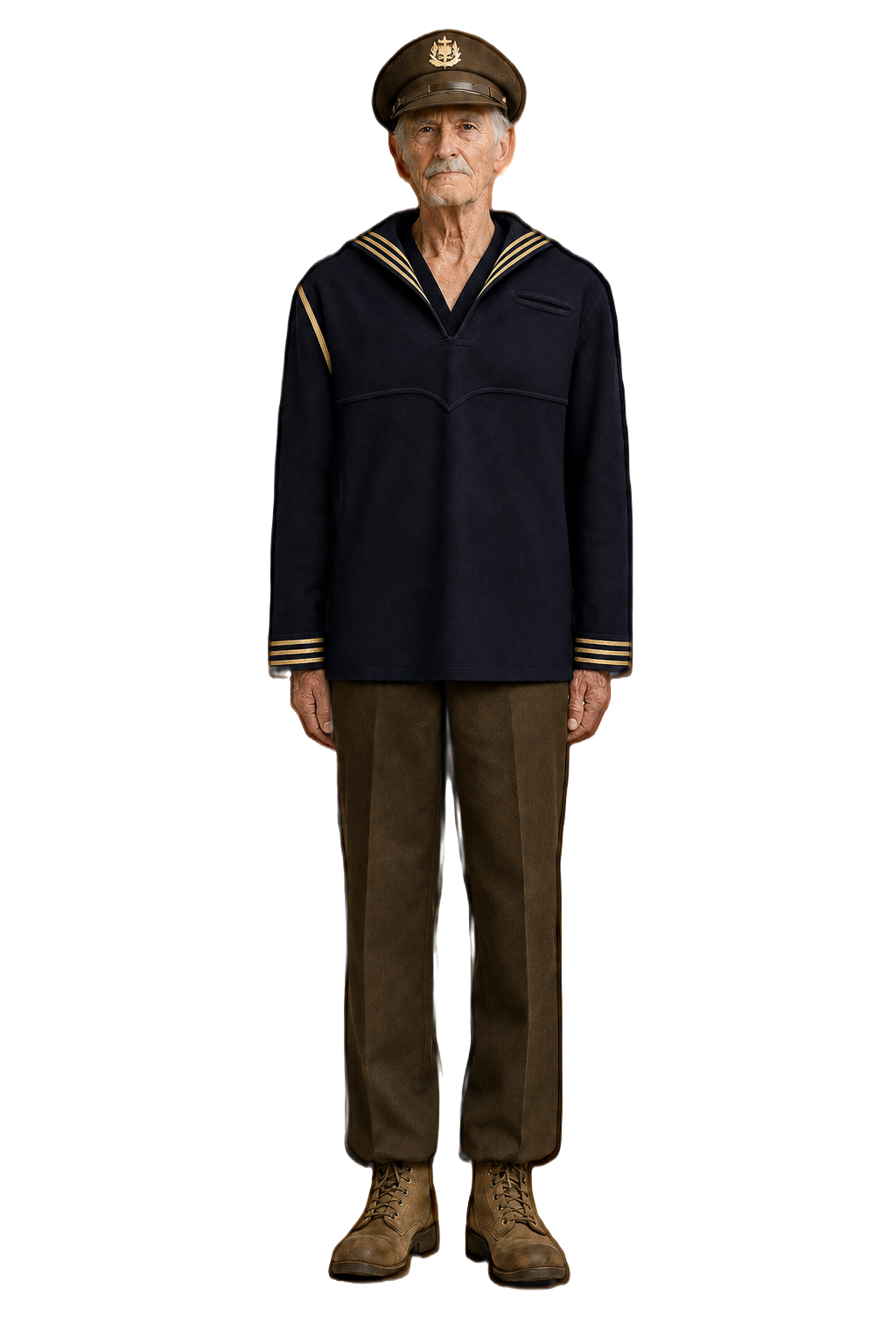 1940s Navy Blue Wool Sailor Shirt - Model