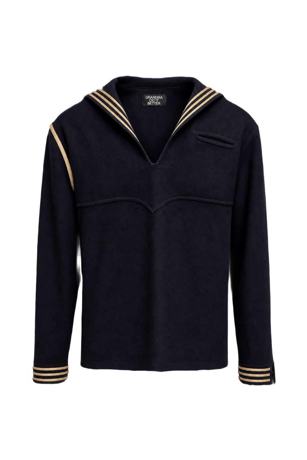 1940s Navy Blue Wool Sailor Shirt - Front View