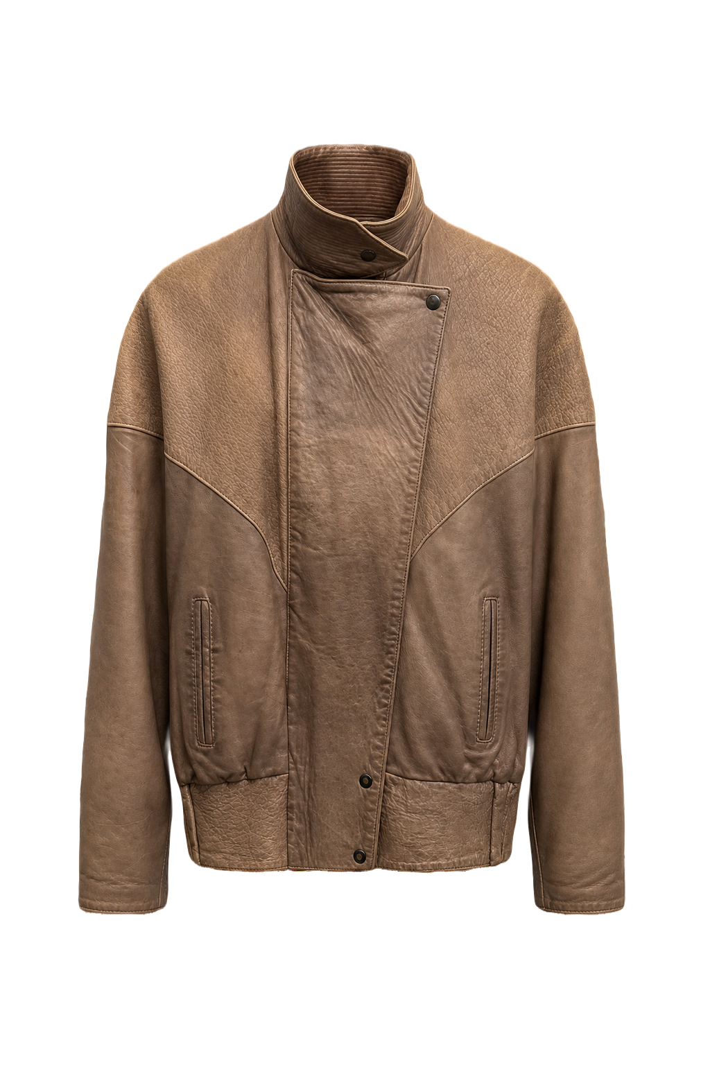 1990s Tan Leather Jacket - Front View