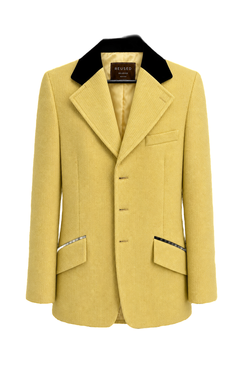 1970s Yellow Wool Blend Blazer - Front View
