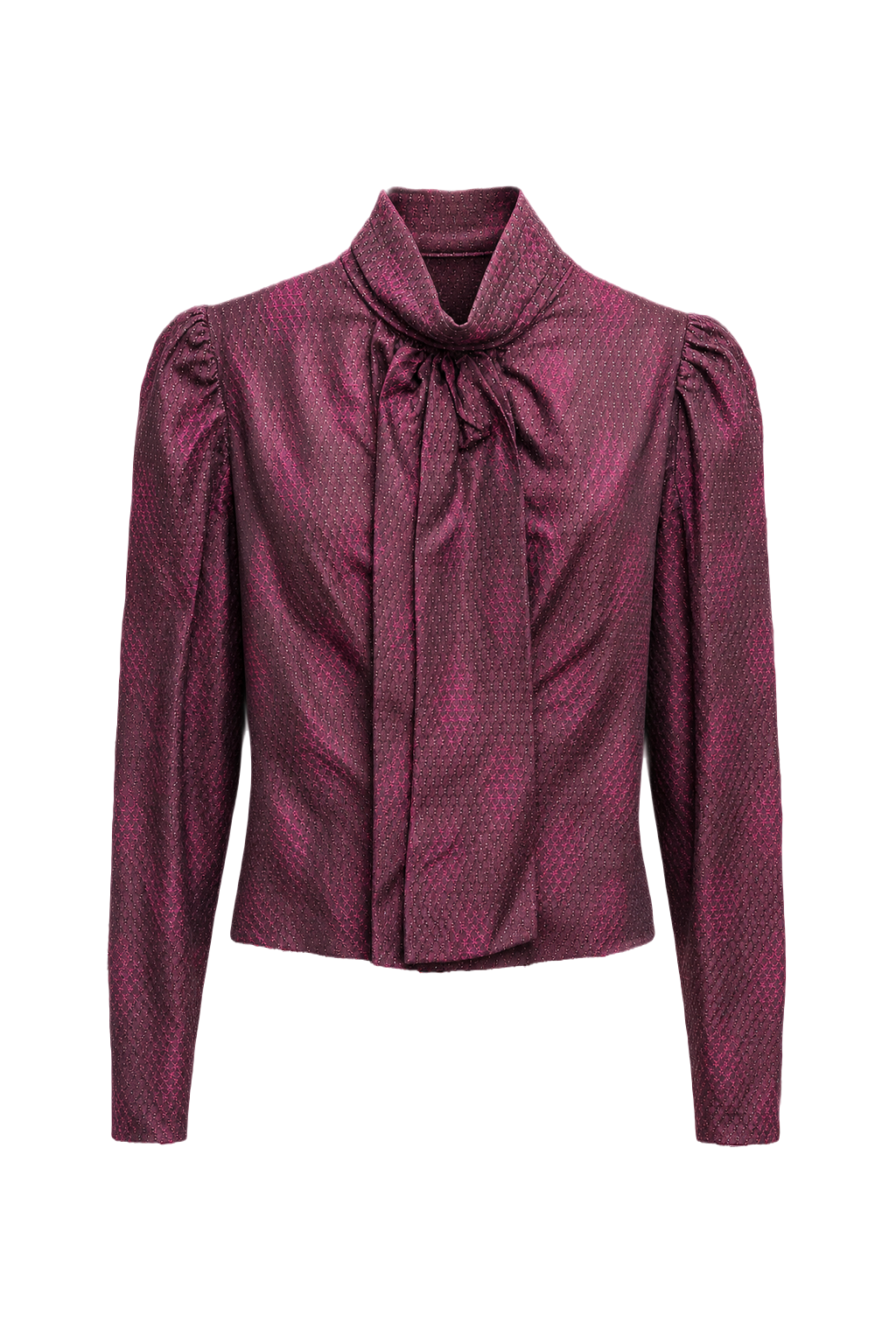 1920s Burgundy Polyester Blouse - Front View