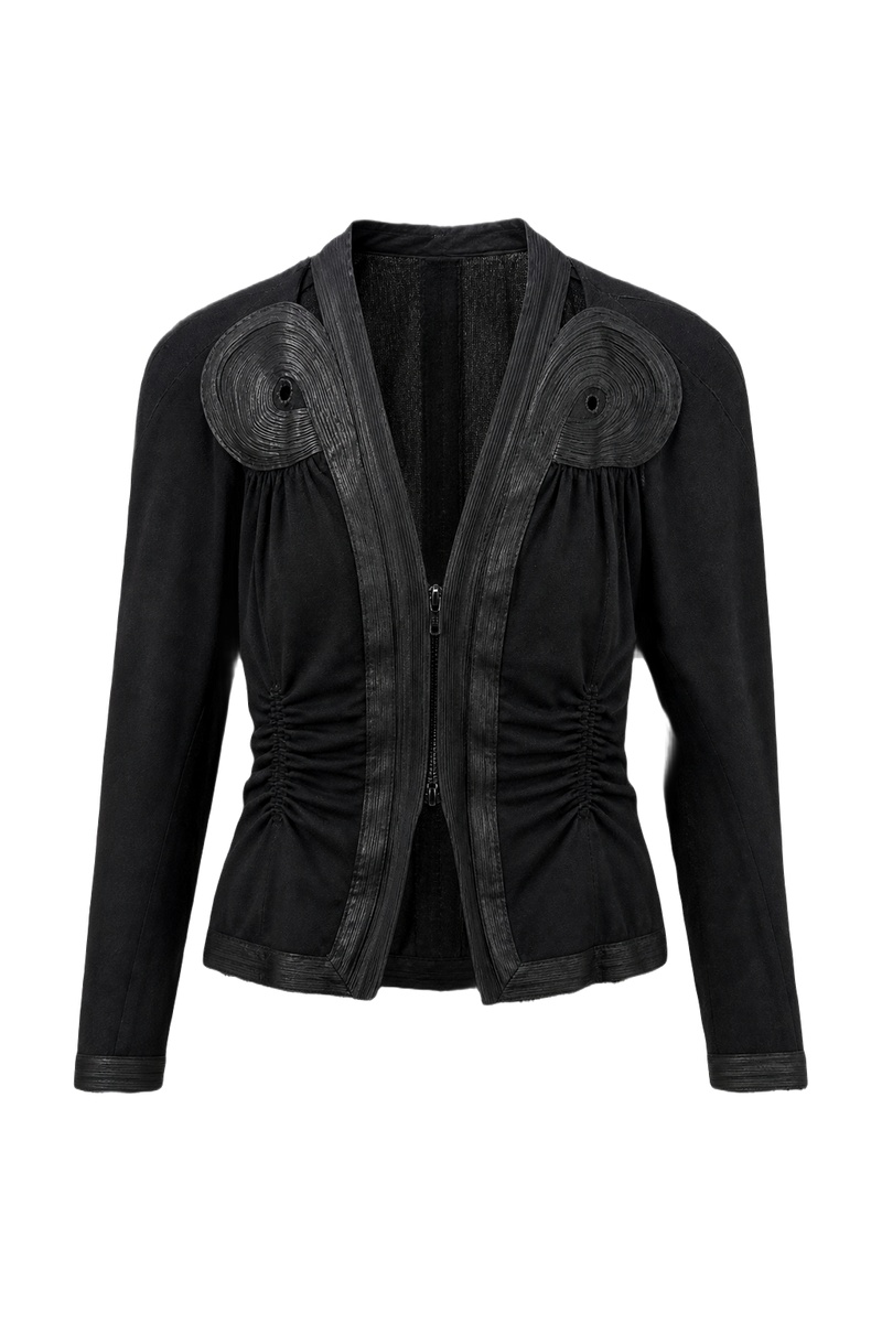 1970s Black Wool Blend Blazer - Front View