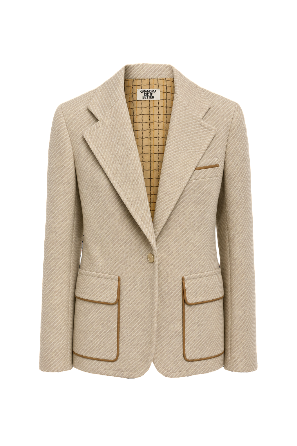 1970s Cream Wool Blend Blazer - Front View