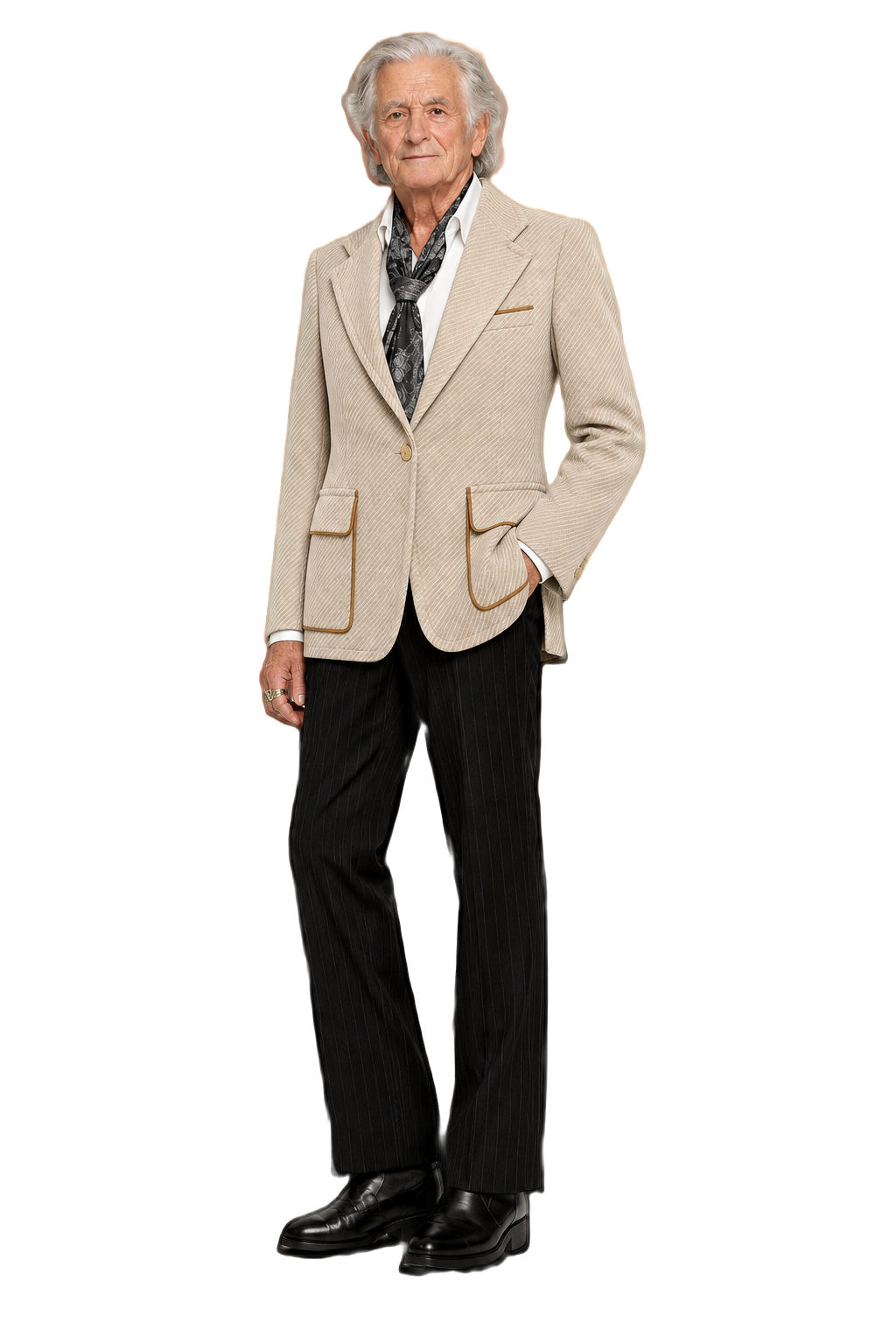 1970s Cream Wool Blend Blazer - Model