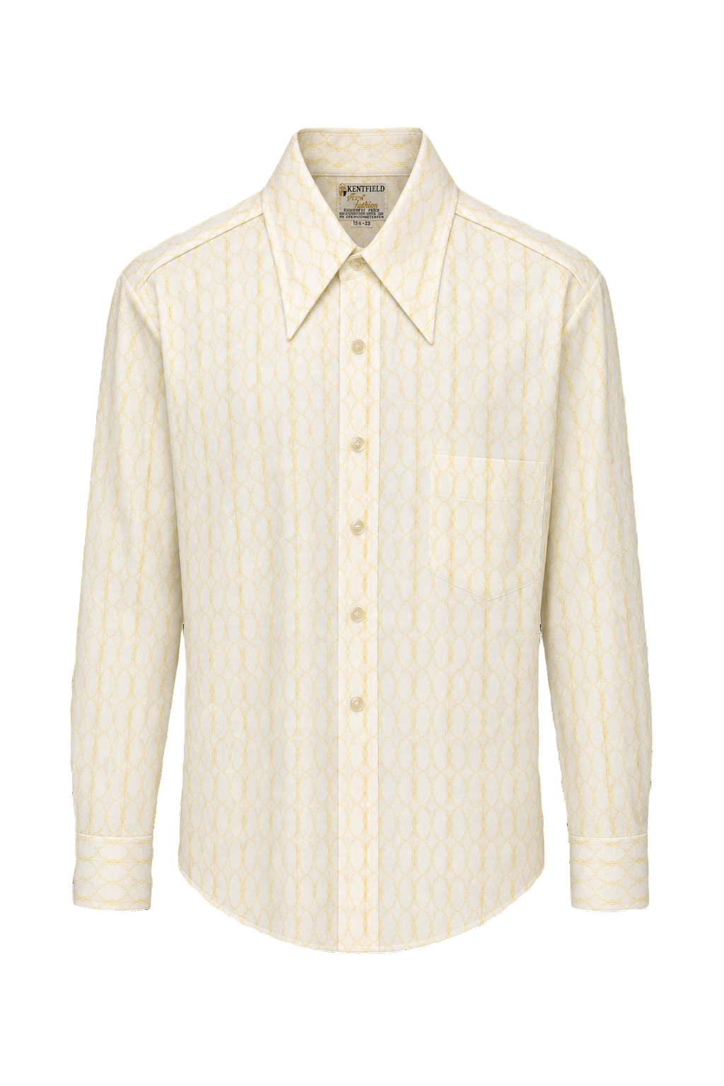 1970s Cream White Polyester Shirt - Front View