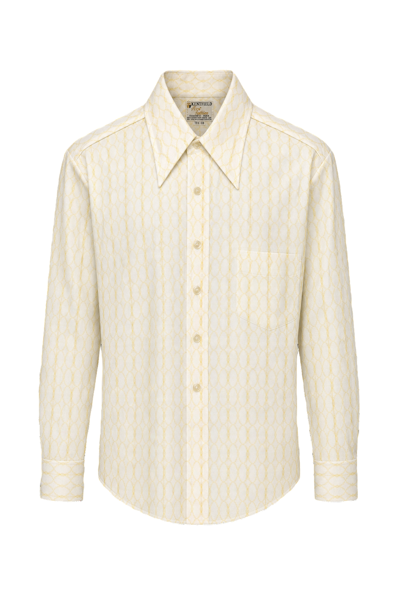 1970s Cream White Polyester Shirt - Front View