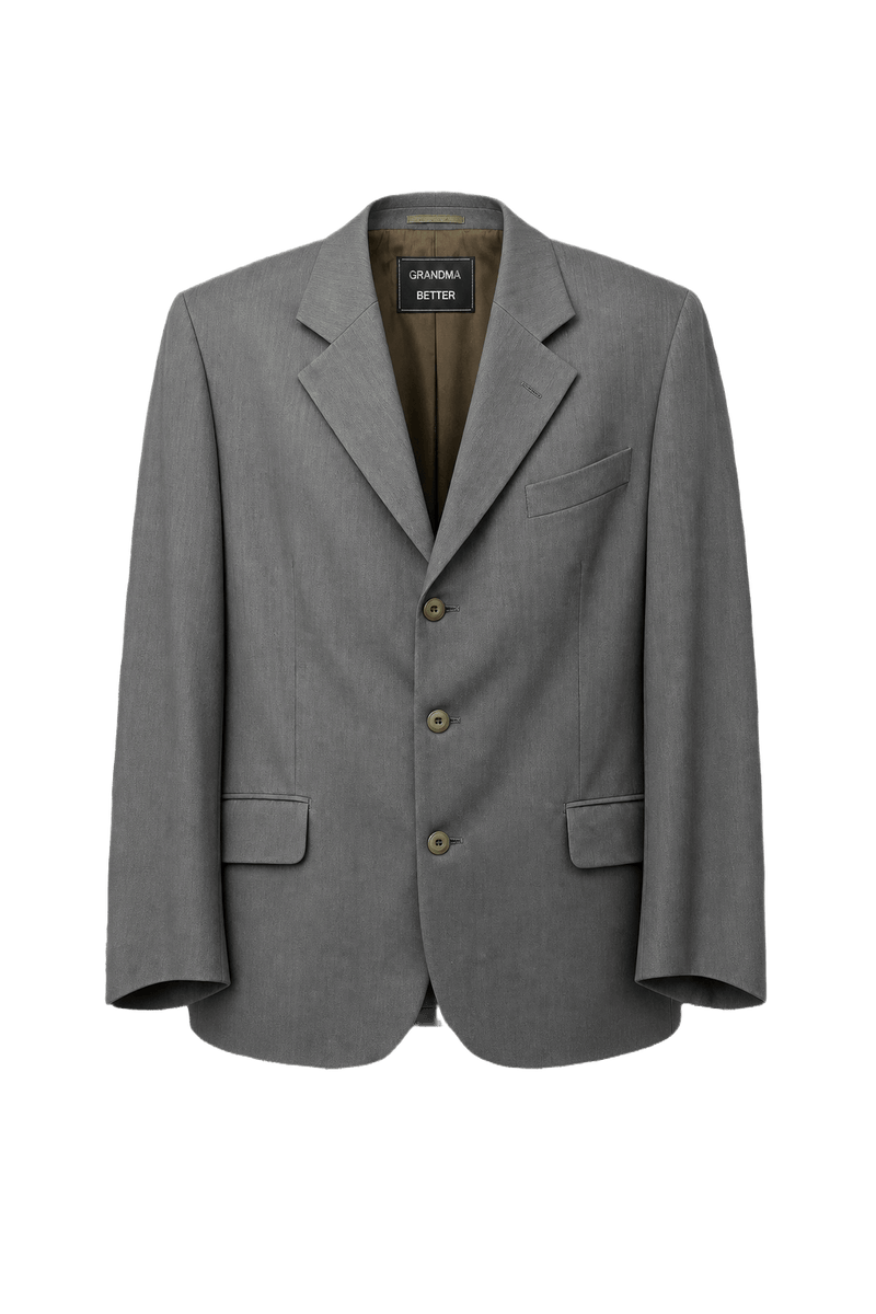 1970s Grey Wool Blend Blazer - Front View