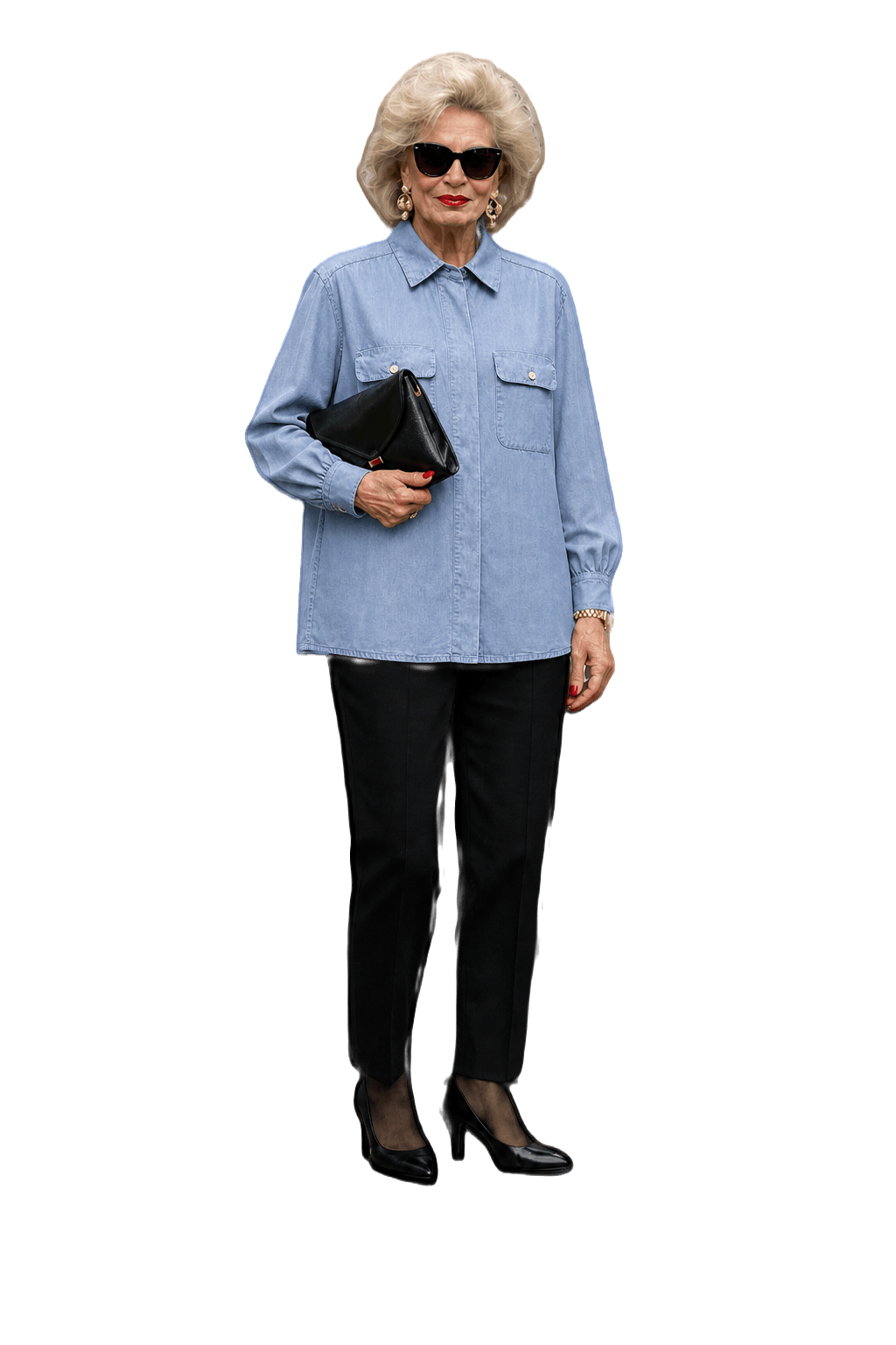 1980s Light Blue Denim Shirt - Model