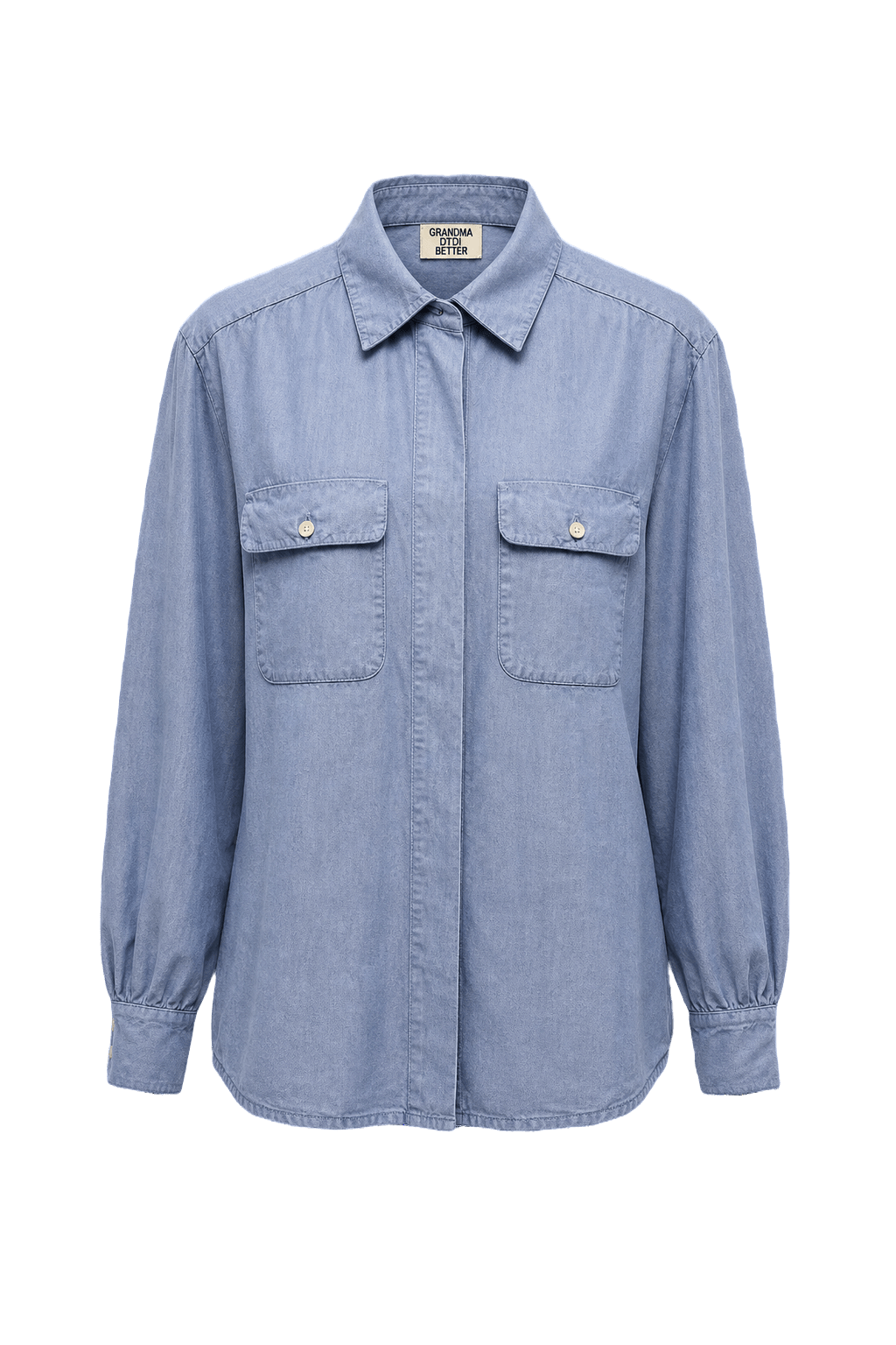 1980s Light Blue Denim Shirt - Front View