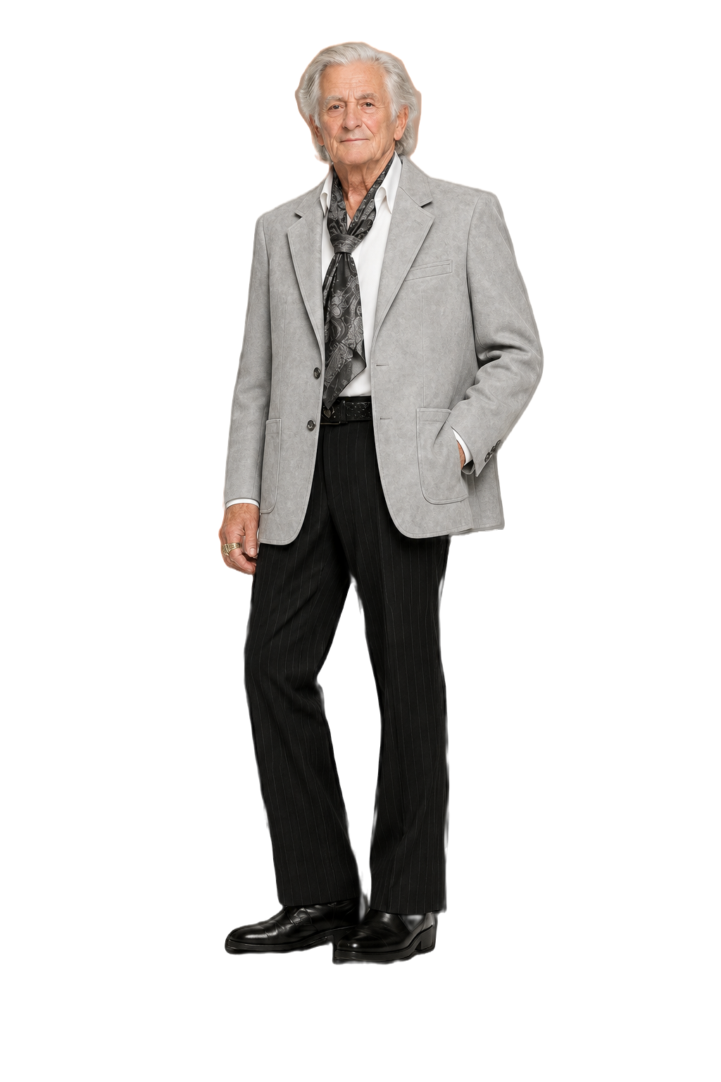1990s Light Gray Wool Blend Blazer - Model