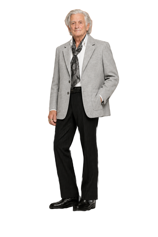 1990s Light Gray Wool Blend Blazer - Model