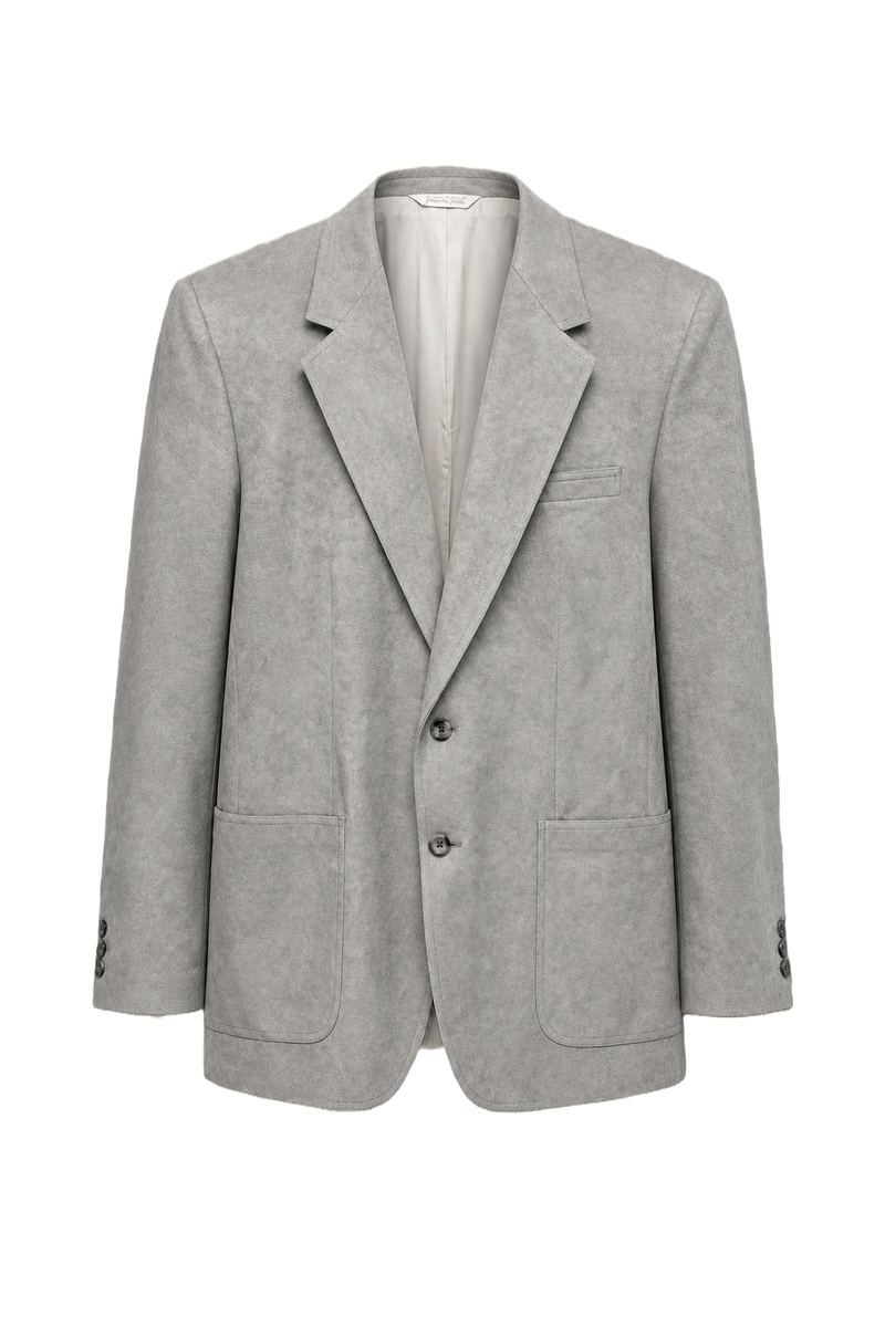 1990s Light Gray Wool Blend Blazer - Front View