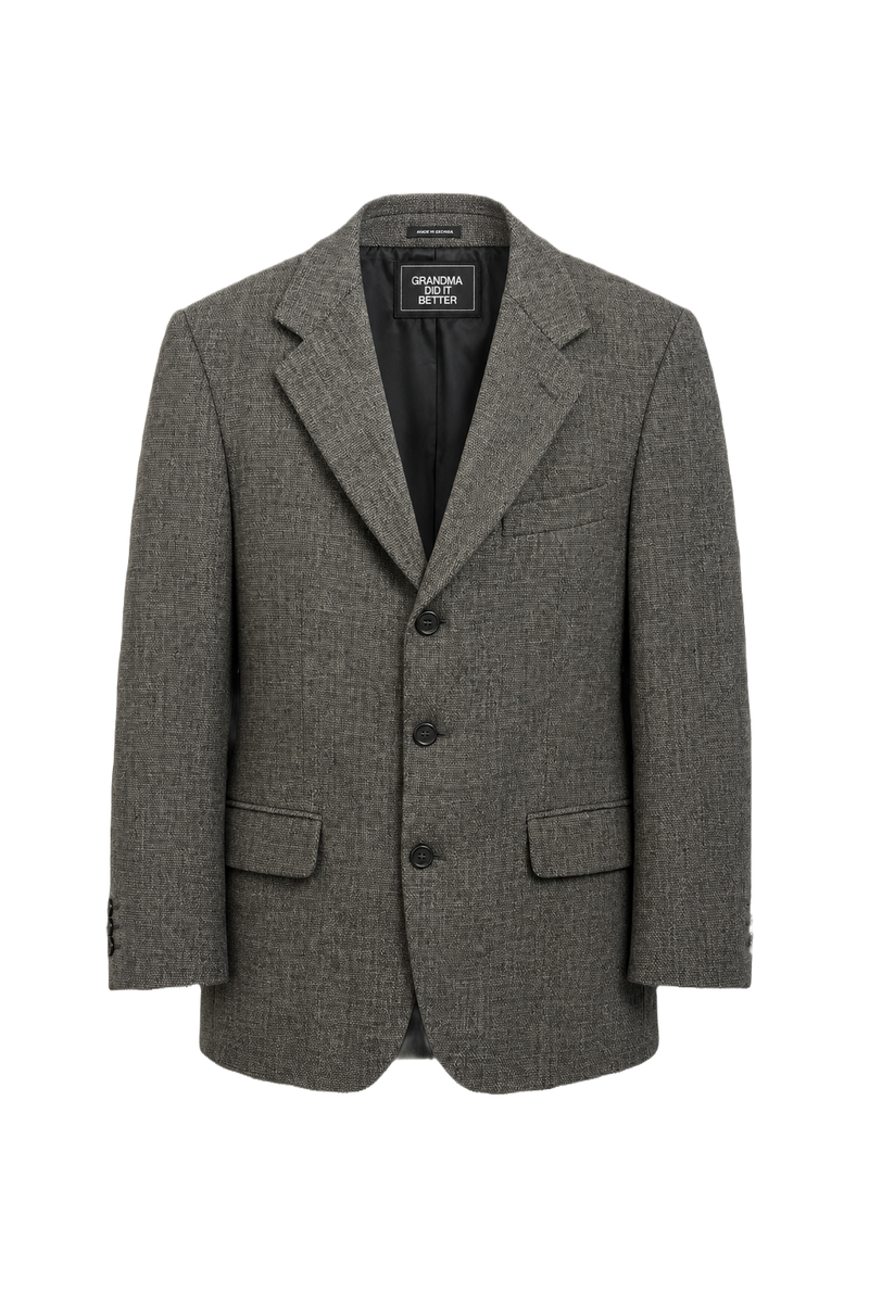 1990s Gray Wool Blend Blazer - Front View