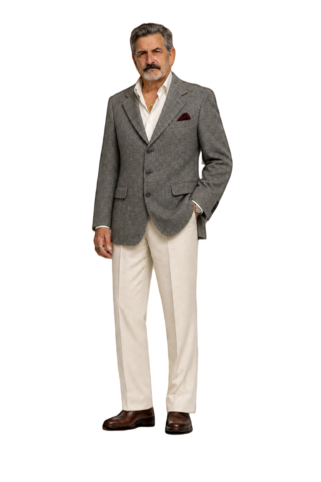 1990s Gray Wool Blend Blazer - Model