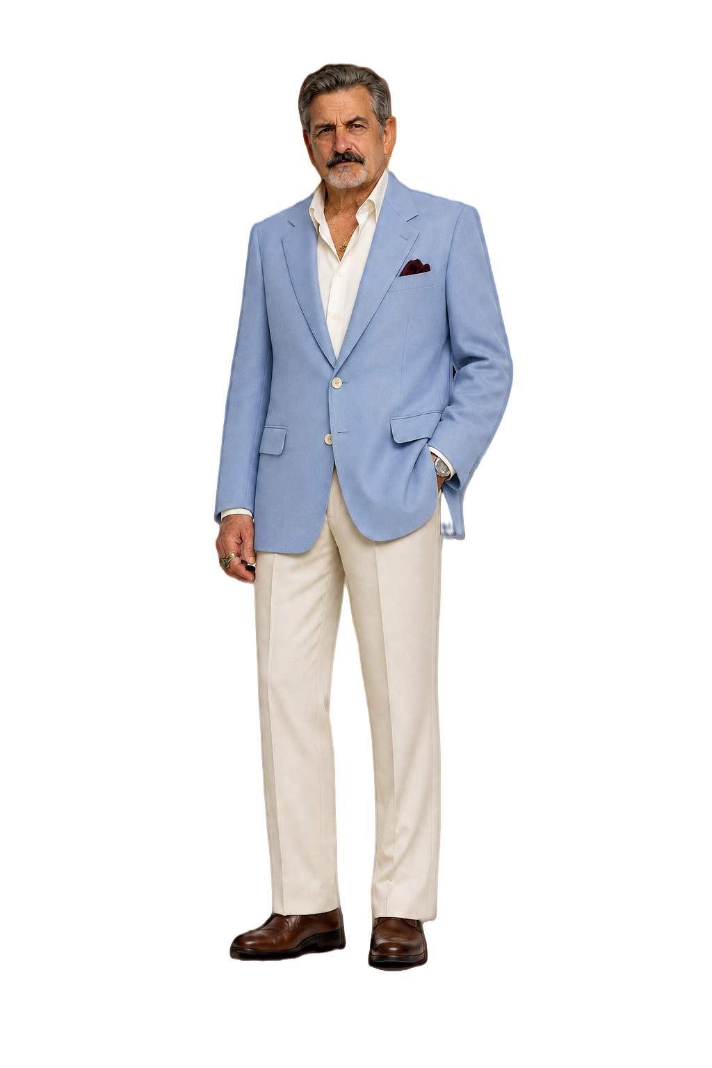 1980s Light Blue Wool Blazer - Model