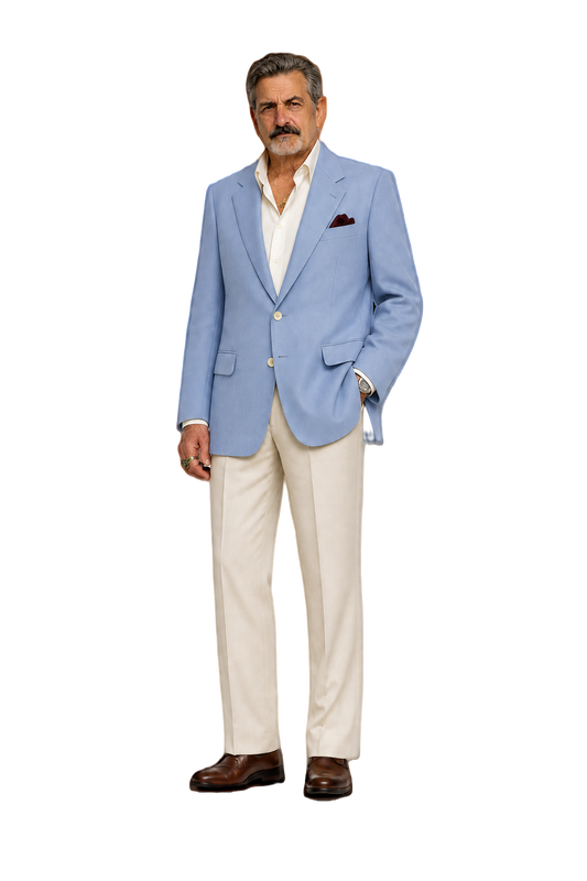 1980s Light Blue Wool Blazer - Model