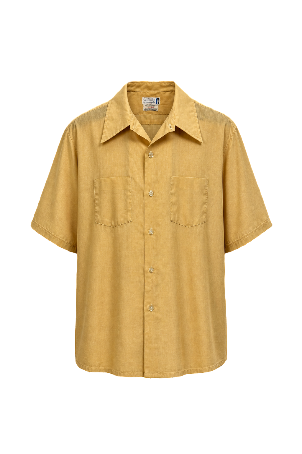 1970s Beige Polyester Shirt - Front View