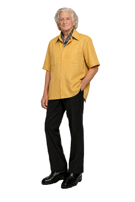1970s Beige Polyester Shirt - Model