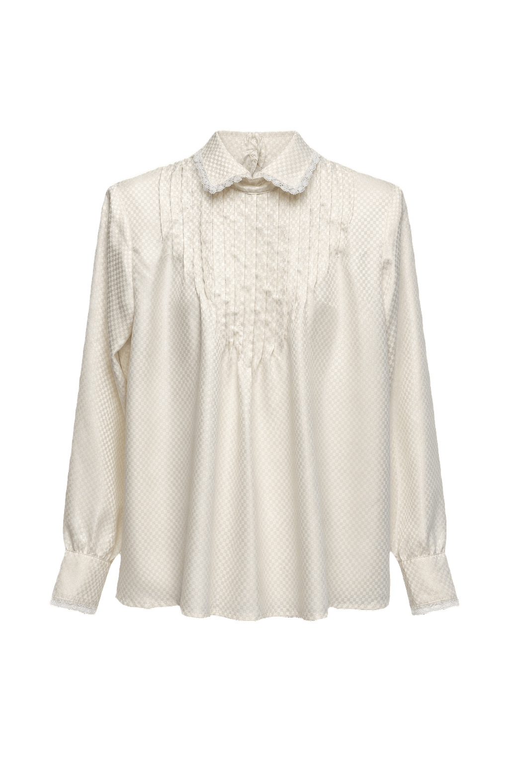1980s Cream Polyester Blouse - Front View